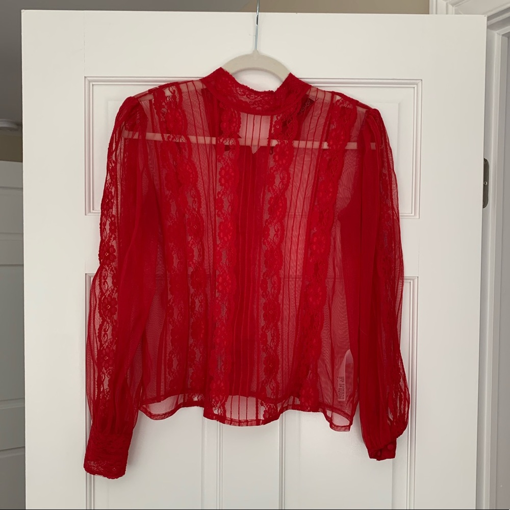 Red Lace Topshop Top